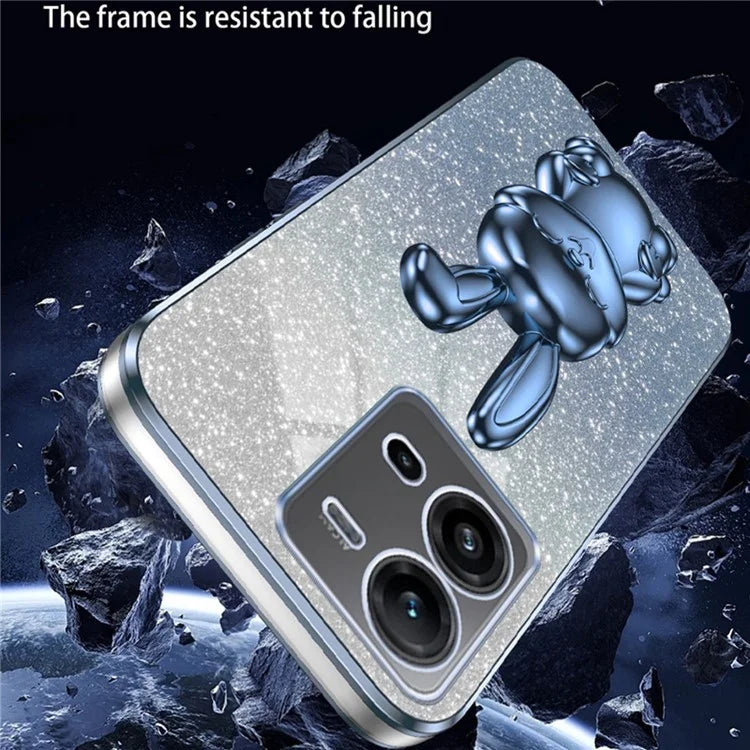 For vivo V25 5G Kickstand Case Rabbit Design PC+TPU Phone Cover