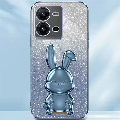 For vivo V25 5G Kickstand Case Rabbit Design PC+TPU Phone Cover