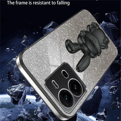 For vivo V25 5G Kickstand Case Rabbit Design PC+TPU Phone Cover