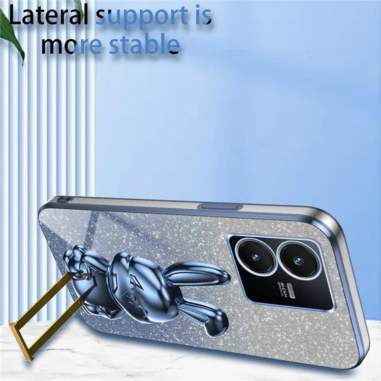 For vivo Y22s 4G / Y22 4G Protective Case Rabbit Design Kickstand PC+TPU Phone Cover