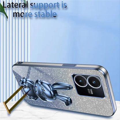 For vivo Y22s 4G / Y22 4G Protective Case Rabbit Design Kickstand PC+TPU Phone Cover