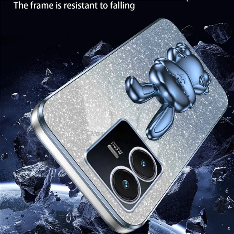 For vivo Y22s 4G / Y22 4G Protective Case Rabbit Design Kickstand PC+TPU Phone Cover
