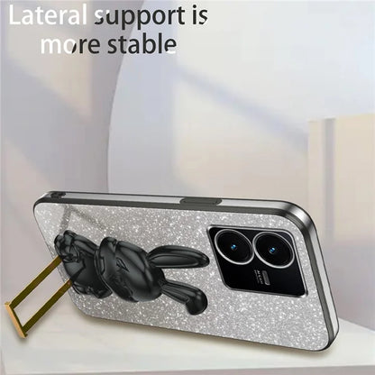 For vivo Y22s 4G / Y22 4G Protective Case Rabbit Design Kickstand PC+TPU Phone Cover