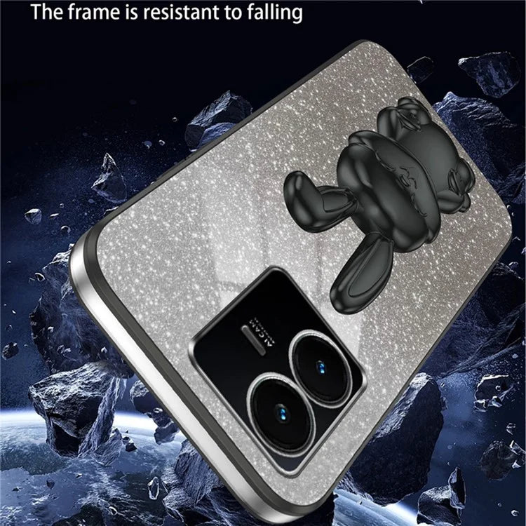 For vivo Y22s 4G / Y22 4G Protective Case Rabbit Design Kickstand PC+TPU Phone Cover
