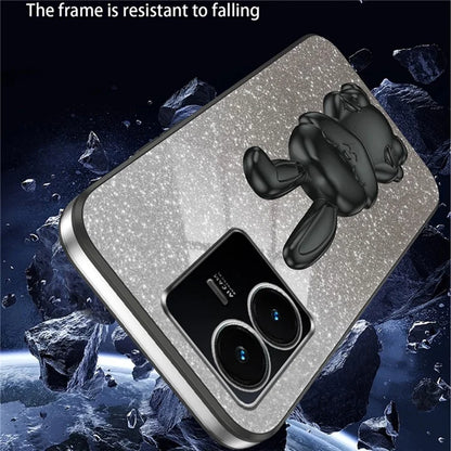 For vivo Y22s 4G / Y22 4G Protective Case Rabbit Design Kickstand PC+TPU Phone Cover