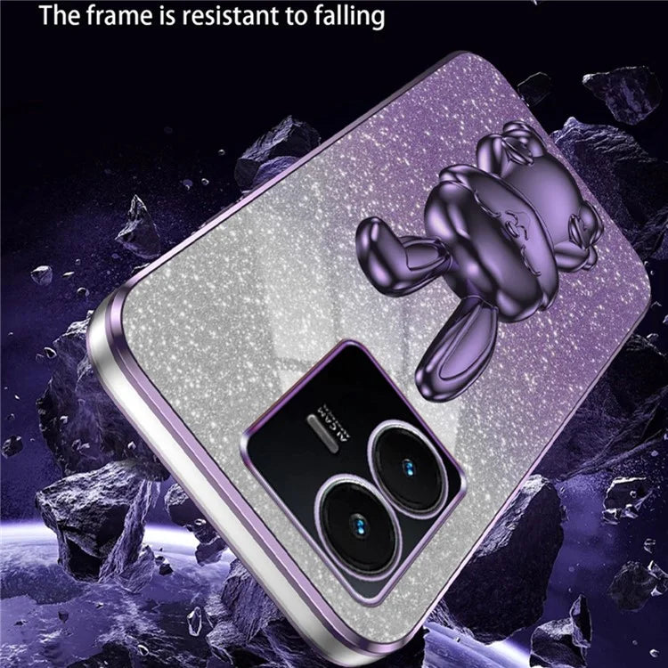 For vivo Y22s 4G / Y22 4G Protective Case Rabbit Design Kickstand PC+TPU Phone Cover