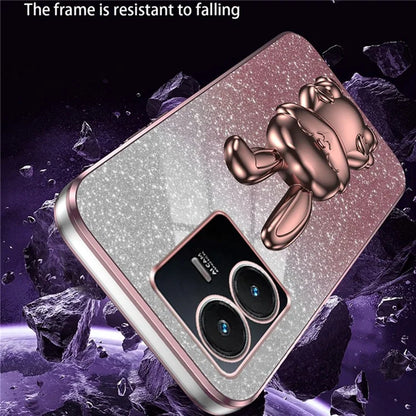 For vivo Y22s 4G / Y22 4G Protective Case Rabbit Design Kickstand PC+TPU Phone Cover