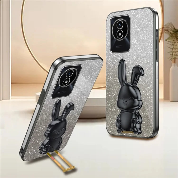 TPU+PC Case for vivo Y11 (2023) Rabbit Design Protective Phone Cover with Kickstand