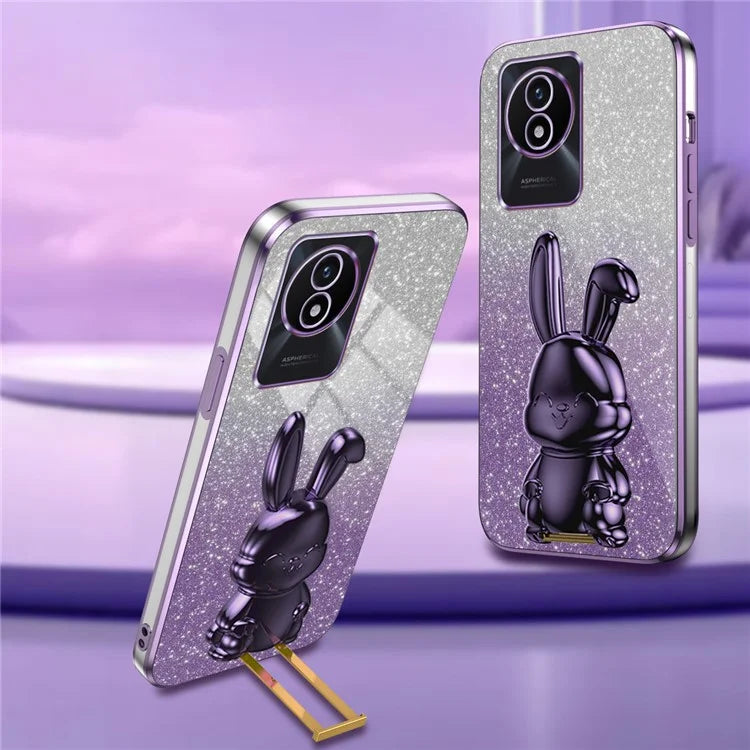TPU+PC Case for vivo Y11 (2023) Rabbit Design Protective Phone Cover with Kickstand