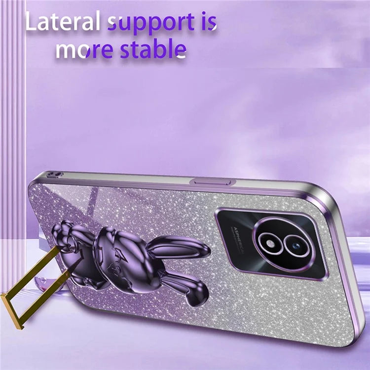 TPU+PC Case for vivo Y11 (2023) Rabbit Design Protective Phone Cover with Kickstand