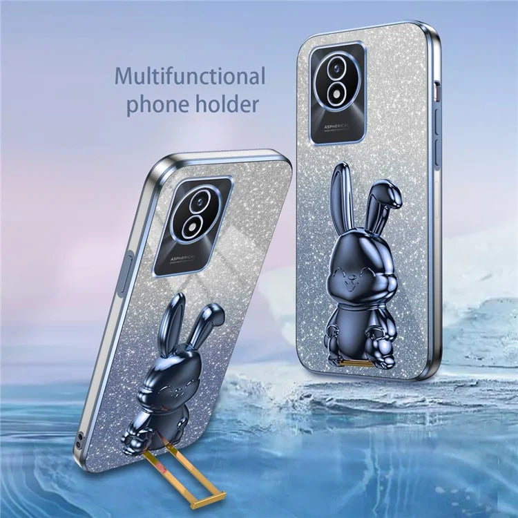 TPU+PC Case for vivo Y11 (2023) Rabbit Design Protective Phone Cover with Kickstand