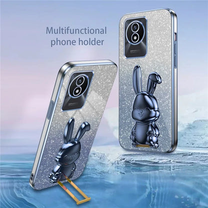 TPU+PC Case for vivo Y11 (2023) Rabbit Design Protective Phone Cover with Kickstand