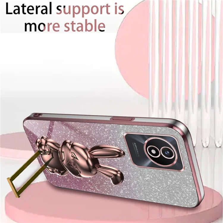 TPU+PC Case for vivo Y11 (2023) Rabbit Design Protective Phone Cover with Kickstand