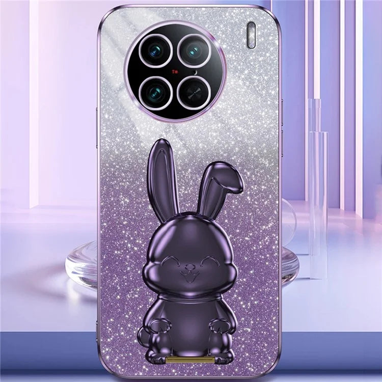 For vivo X90 Pro 5G Slim Case Rabbit Design PC+TPU Kickstand Phone Shell