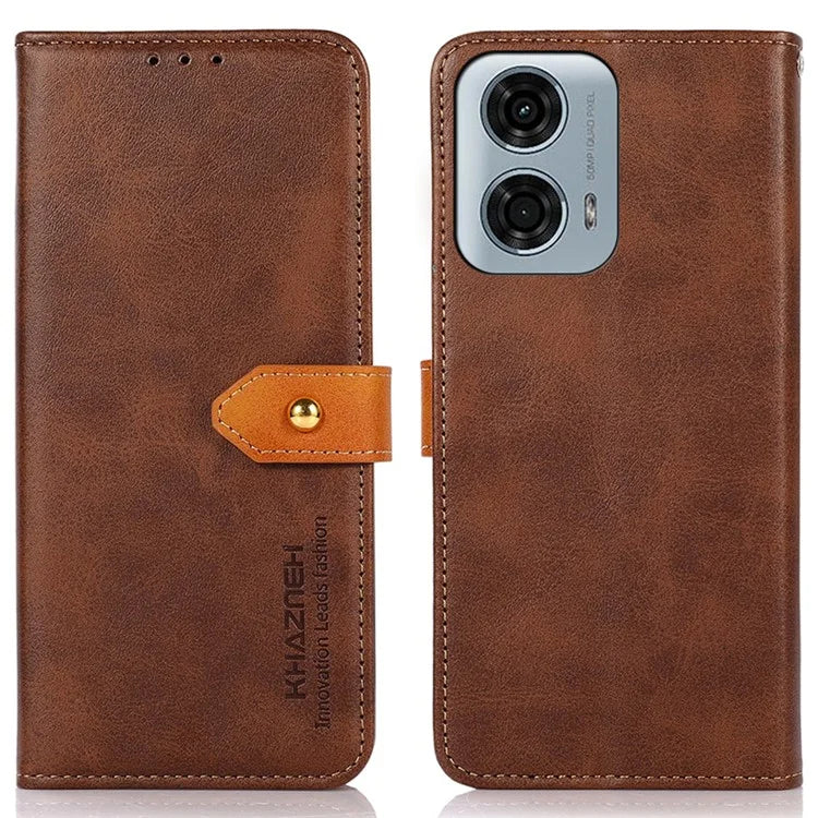 KHAZNEH For Motorola Moto G04 4G / Moto G24 4G Case Flip Leather Golden Buckle Protective Cover