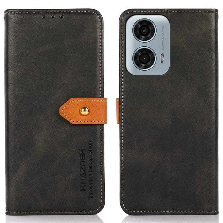 KHAZNEH For Motorola Moto G04 4G / Moto G24 4G Case Flip Leather Golden Buckle Protective Cover
