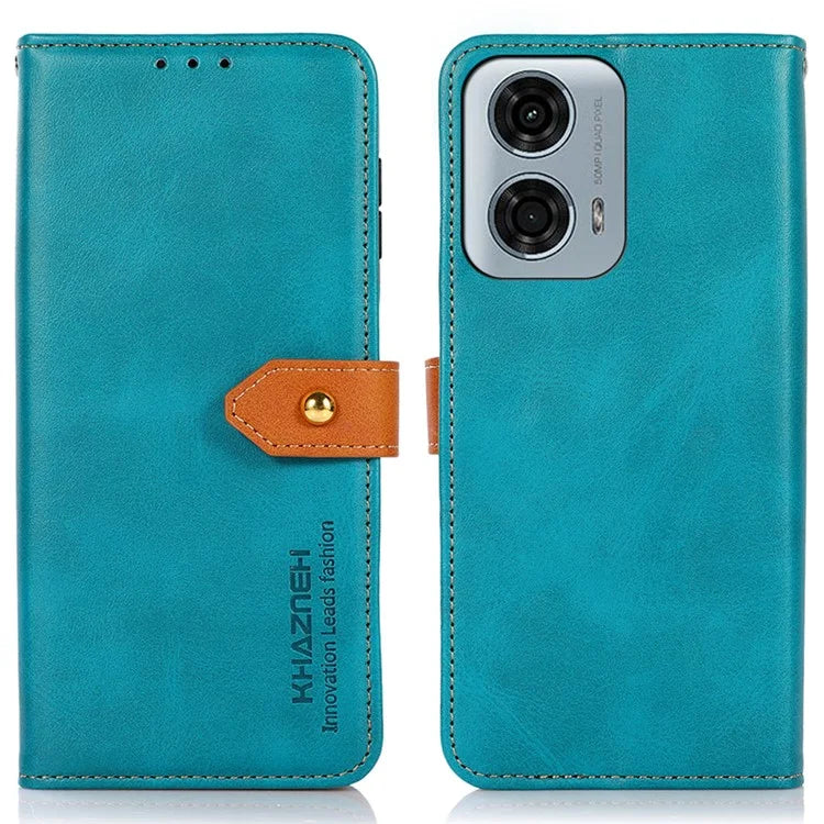 KHAZNEH For Motorola Moto G34 5G Case Golden Buckle Flip Leather Wallet Phone Cover