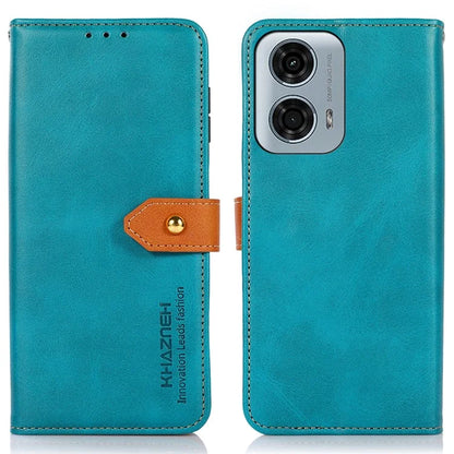 KHAZNEH For Motorola Moto G34 5G Case Golden Buckle Flip Leather Wallet Phone Cover