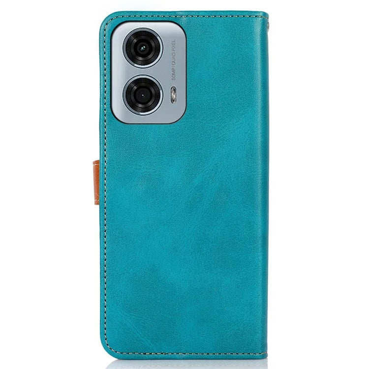 KHAZNEH For Motorola Moto G34 5G Case Golden Buckle Flip Leather Wallet Phone Cover