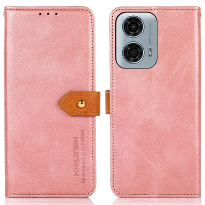 KHAZNEH For Motorola Moto G34 5G Case Golden Buckle Flip Leather Wallet Phone Cover