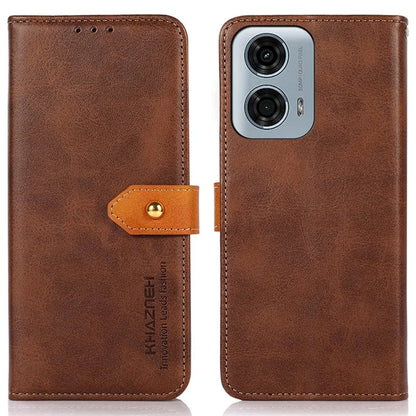 KHAZNEH For Motorola Moto G34 5G Case Golden Buckle Flip Leather Wallet Phone Cover