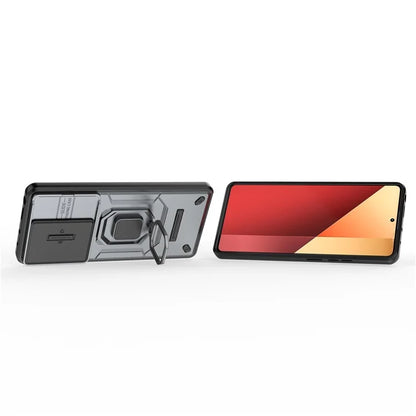 For Xiaomi Redmi Note 13 Pro 4G / Poco M6 Pro 4G Case PC+TPU Slide Lens Lid Anti-drop Phone Cover