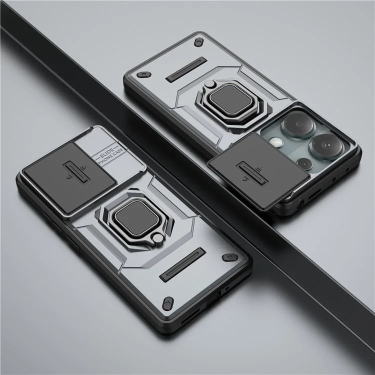For Xiaomi Redmi Note 13 Pro 4G / Poco M6 Pro 4G Case PC+TPU Slide Lens Lid Anti-drop Phone Cover