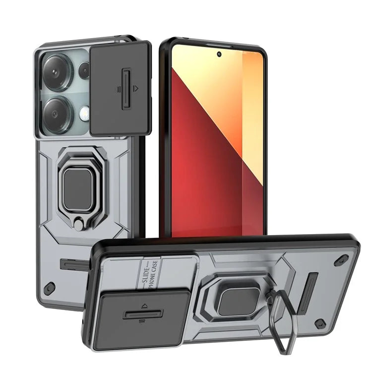 For Xiaomi Redmi Note 13 Pro 4G / Poco M6 Pro 4G Case PC+TPU Slide Lens Lid Anti-drop Phone Cover