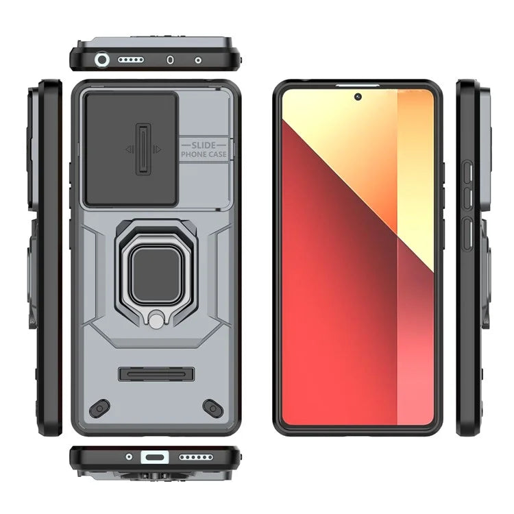 For Xiaomi Redmi Note 13 Pro 4G / Poco M6 Pro 4G Case PC+TPU Slide Lens Lid Anti-drop Phone Cover