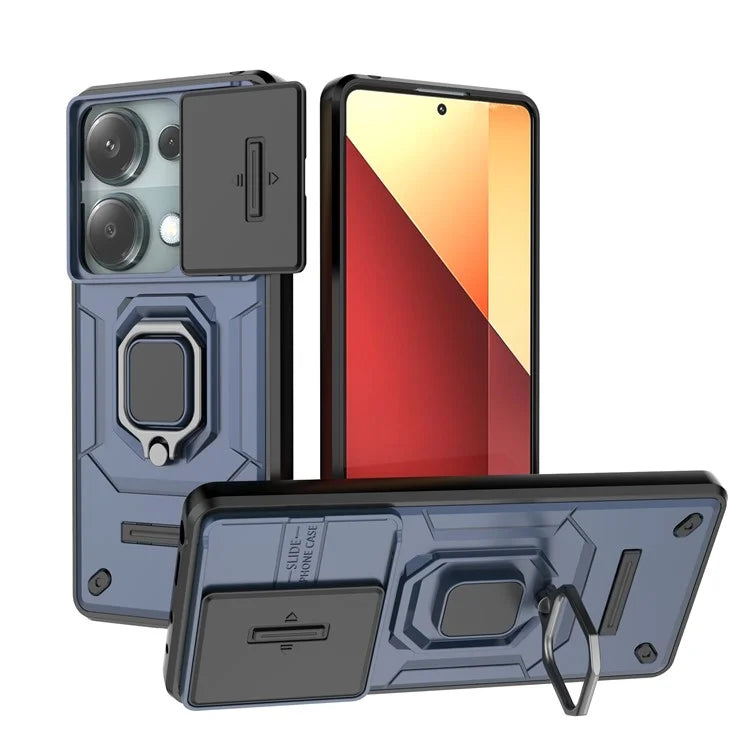 For Xiaomi Redmi Note 13 Pro 4G / Poco M6 Pro 4G Case PC+TPU Slide Lens Lid Anti-drop Phone Cover