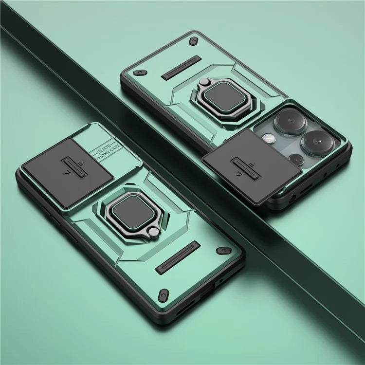 For Xiaomi Redmi Note 13 Pro 4G / Poco M6 Pro 4G Case PC+TPU Slide Lens Lid Anti-drop Phone Cover