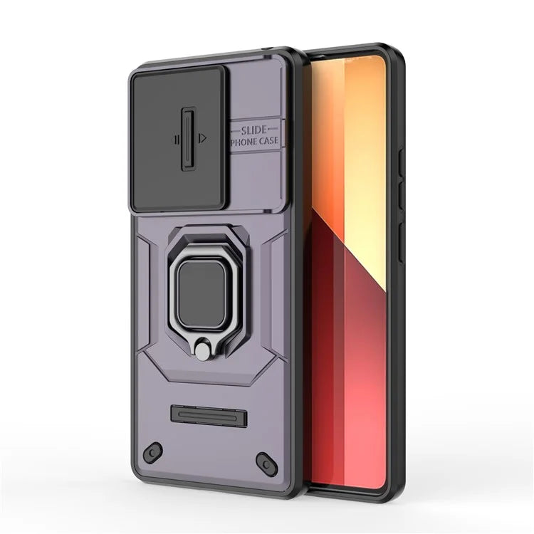 For Xiaomi Redmi Note 13 Pro 4G / Poco M6 Pro 4G Case PC+TPU Slide Lens Lid Anti-drop Phone Cover