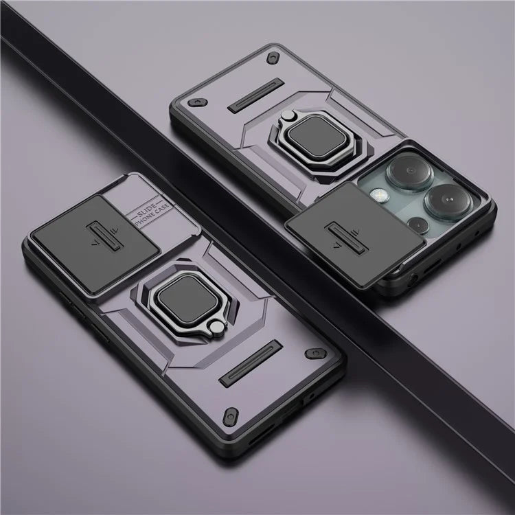 For Xiaomi Redmi Note 13 Pro 4G / Poco M6 Pro 4G Case PC+TPU Slide Lens Lid Anti-drop Phone Cover