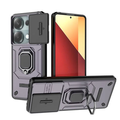 For Xiaomi Redmi Note 13 Pro 4G / Poco M6 Pro 4G Case PC+TPU Slide Lens Lid Anti-drop Phone Cover