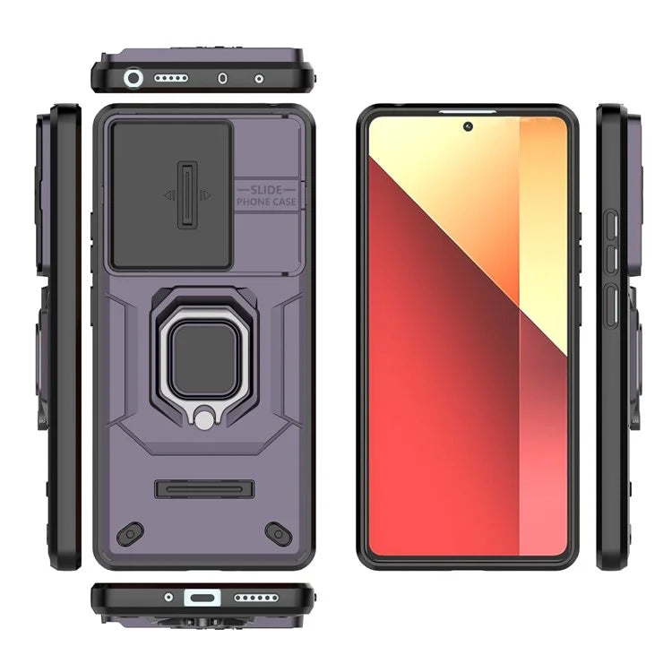 For Xiaomi Redmi Note 13 Pro 4G / Poco M6 Pro 4G Case PC+TPU Slide Lens Lid Anti-drop Phone Cover