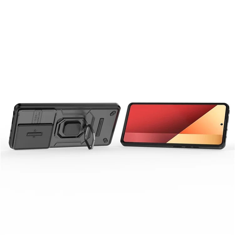For Xiaomi Redmi Note 13 Pro 4G / Poco M6 Pro 4G Case PC+TPU Slide Lens Lid Anti-drop Phone Cover