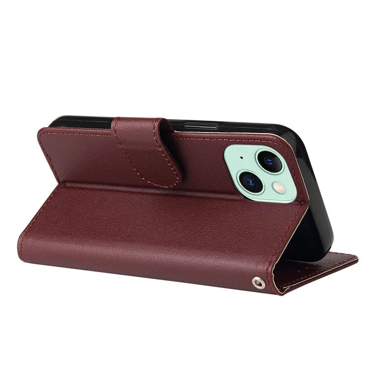 Cell Phone Case for iPhone 15 Wallet PU Leather Stand Mobile Phone Shell