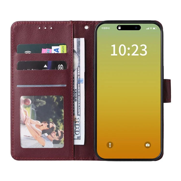 For iPhone 15 Pro Cases PU Leather Phone Cover Cell Phone Case Wallet with Stand Function