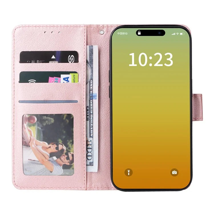 For iPhone 15 Pro Cases PU Leather Phone Cover Cell Phone Case Wallet with Stand Function