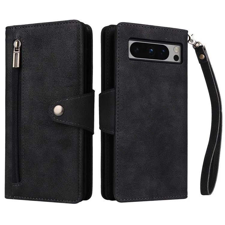 For Google Pixel 8 Pro TPU+PU Leather Phone Case Wallet Rivet Decor Stand Phone Cover