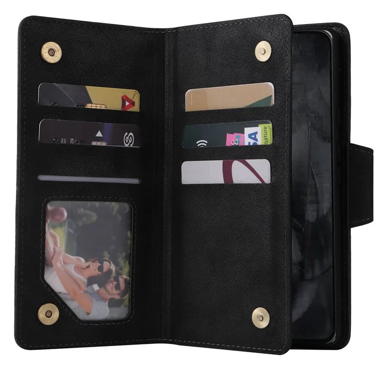 For Google Pixel 8 Pro TPU+PU Leather Phone Case Wallet Rivet Decor Stand Phone Cover