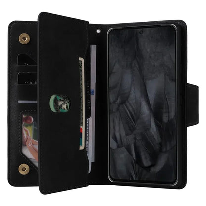 For Google Pixel 8 Pro TPU+PU Leather Phone Case Wallet Rivet Decor Stand Phone Cover