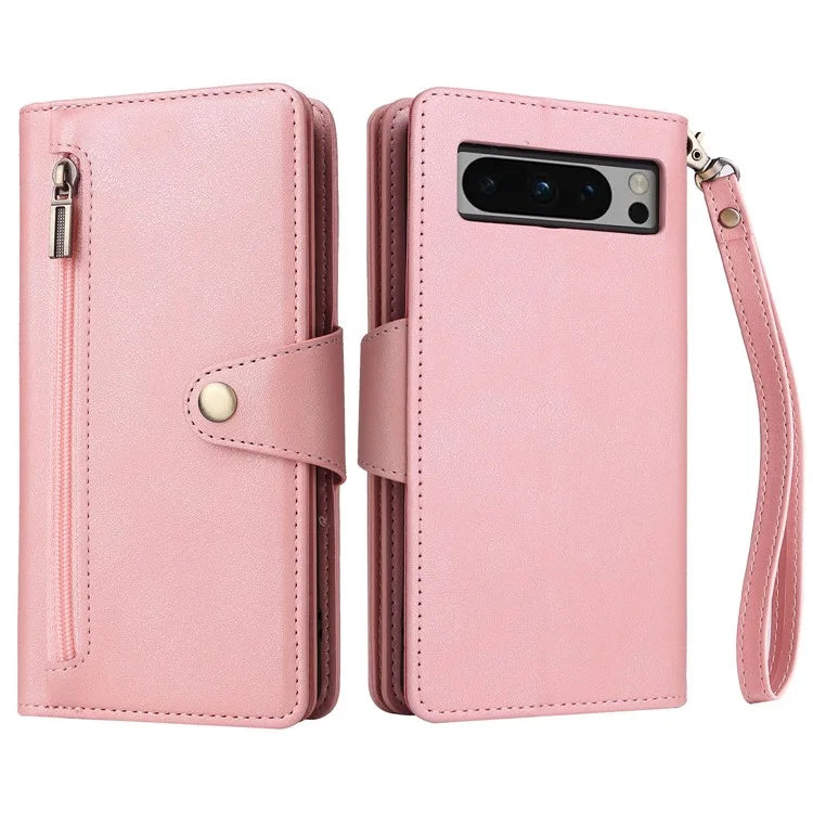 For Google Pixel 8 Pro TPU+PU Leather Phone Case Wallet Rivet Decor Stand Phone Cover