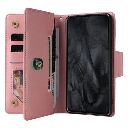 For Google Pixel 8 Pro TPU+PU Leather Phone Case Wallet Rivet Decor Stand Phone Cover