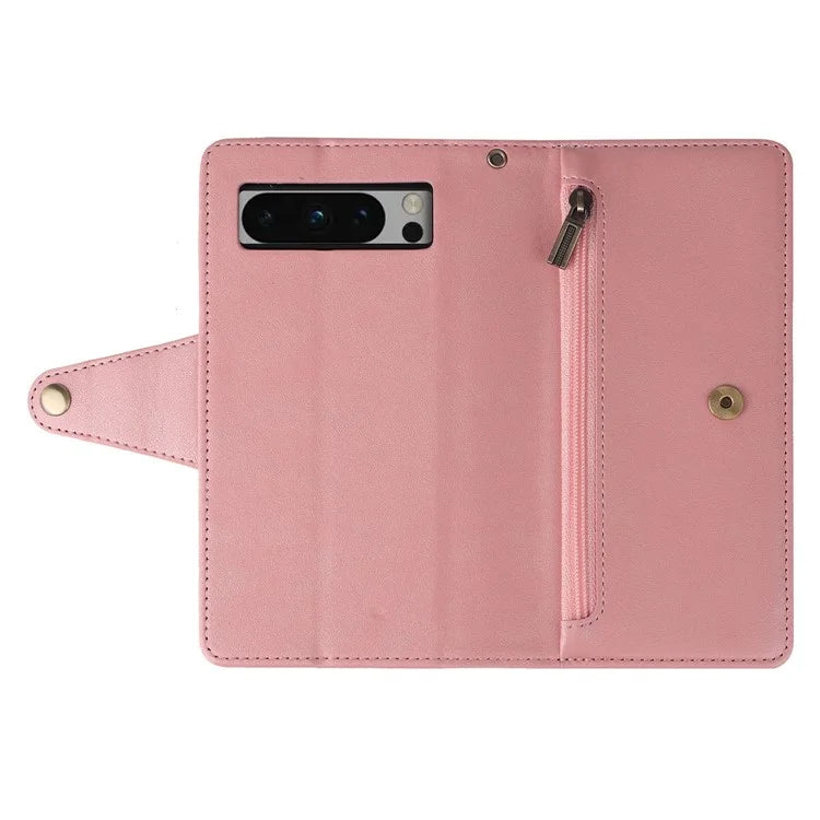 For Google Pixel 8 Pro TPU+PU Leather Phone Case Wallet Rivet Decor Stand Phone Cover