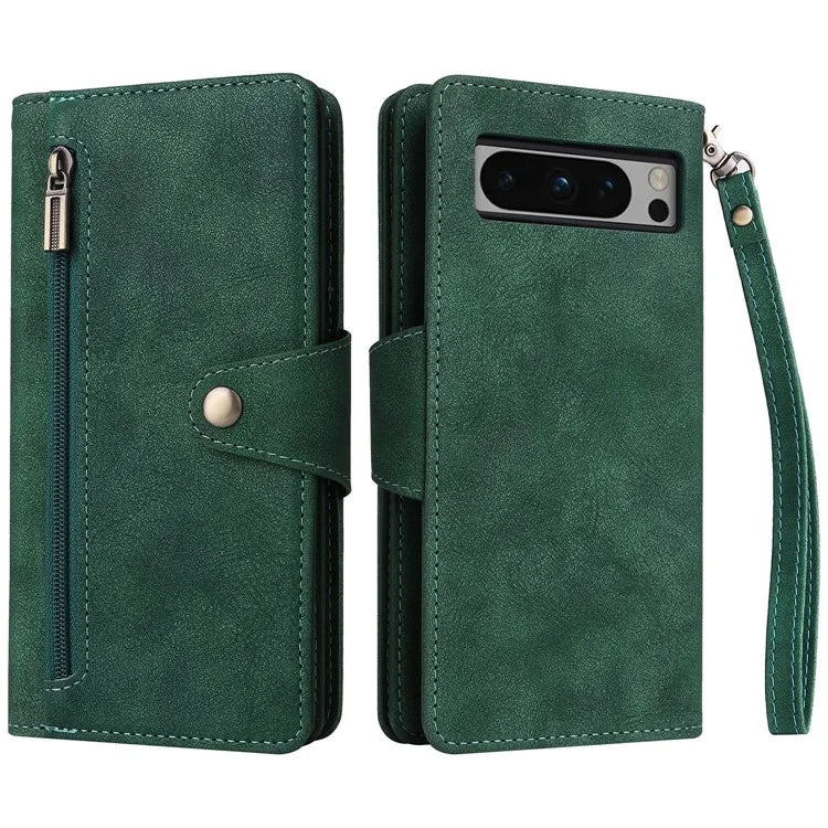 For Google Pixel 8 Pro TPU+PU Leather Phone Case Wallet Rivet Decor Stand Phone Cover
