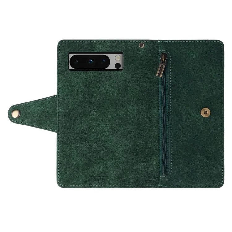 For Google Pixel 8 Pro TPU+PU Leather Phone Case Wallet Rivet Decor Stand Phone Cover