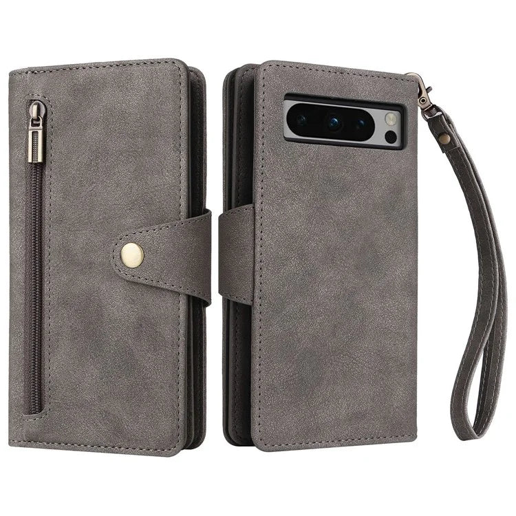 For Google Pixel 8 Pro TPU+PU Leather Phone Case Wallet Rivet Decor Stand Phone Cover