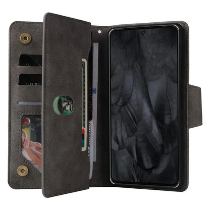 For Google Pixel 8 Pro TPU+PU Leather Phone Case Wallet Rivet Decor Stand Phone Cover