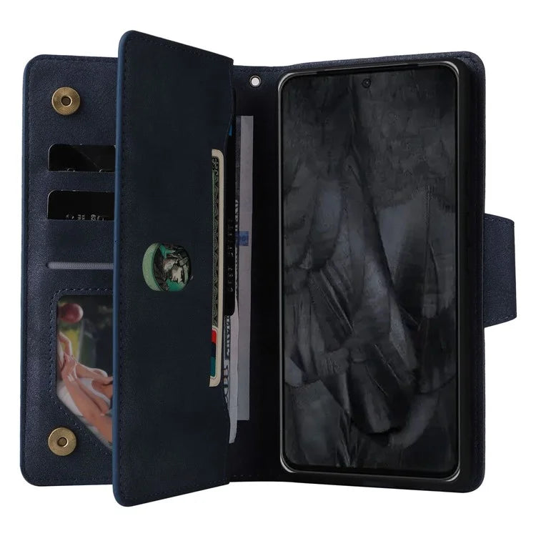 For Google Pixel 8 Pro TPU+PU Leather Phone Case Wallet Rivet Decor Stand Phone Cover